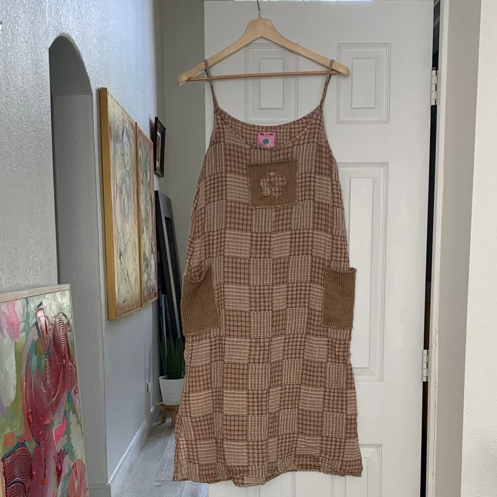 UNIF | Patchwork Knit Pocket Dress | Sz XL – Earthy Tones, Rare & Cozy! Like New - Picture 2 of 9